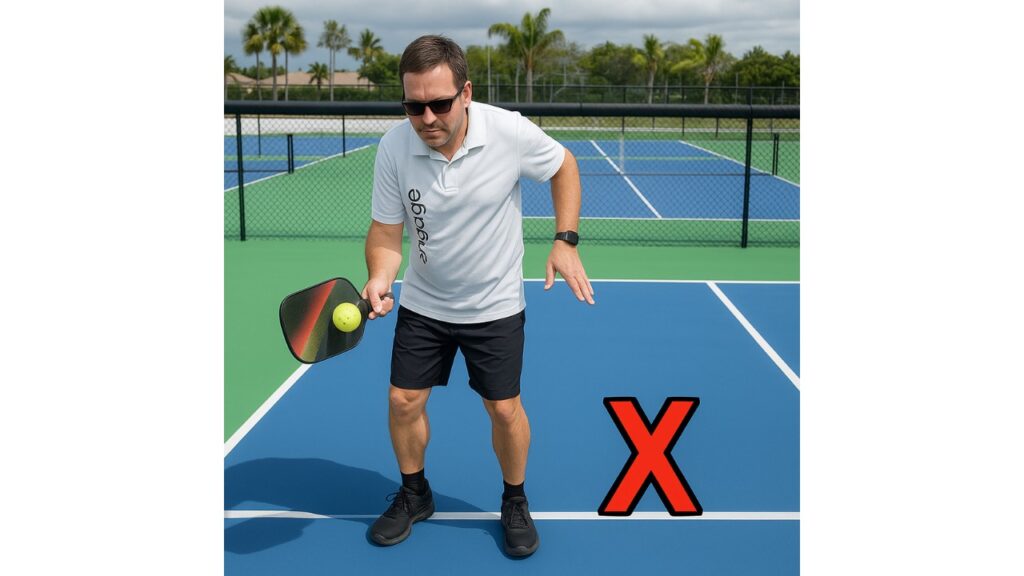 Player steps into non-volley zone