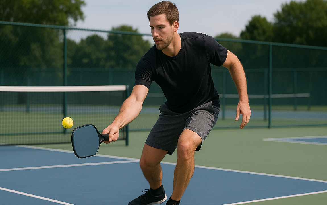 Player hitting a third shot drop