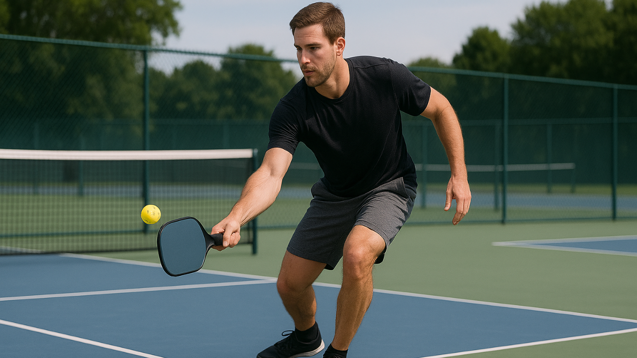 Player hitting a third shot drop