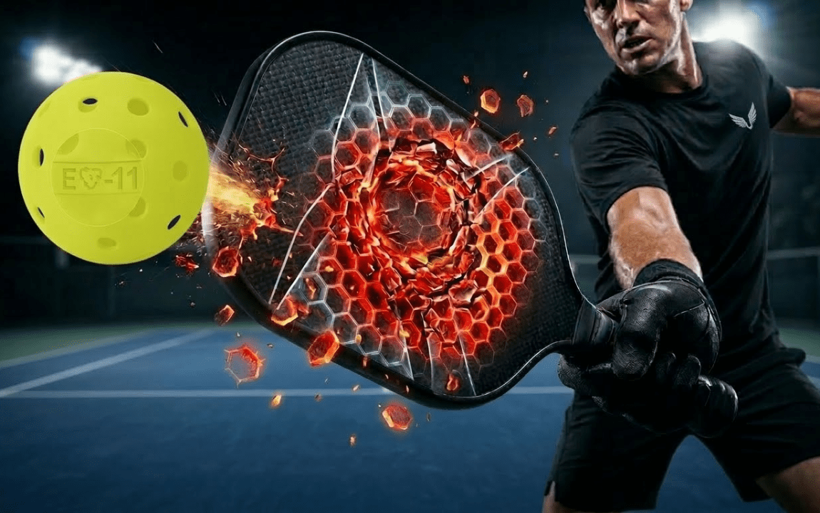 Pickleball paddle core crushing impact illustration image