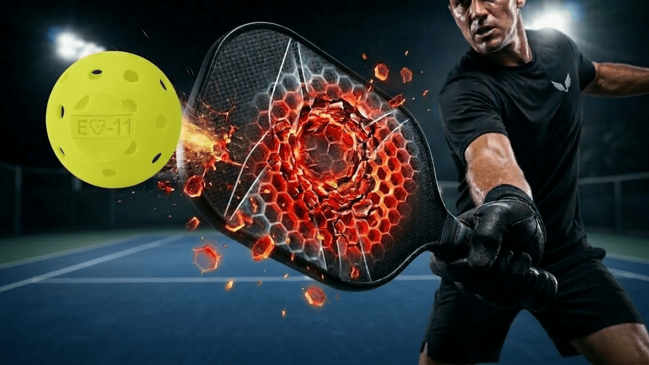 Pickleball paddle core crushing impact illustration image