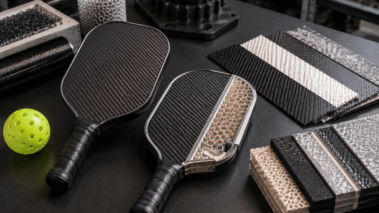 Pickleball paddle materials and core construction close-up